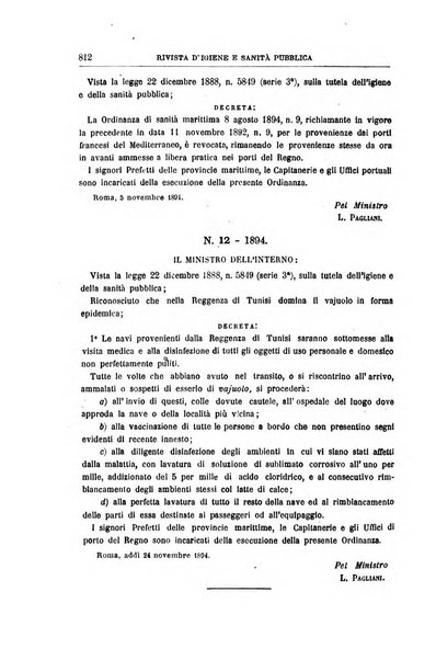 Rivista d'igiene e sanità pubblica con bollettino sanitario-amministrativo compilato sugli atti del Ministero dell'interno