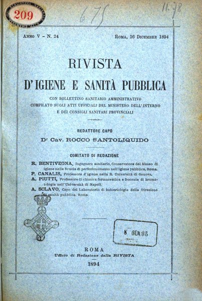 Rivista d'igiene e sanità pubblica con bollettino sanitario-amministrativo compilato sugli atti del Ministero dell'interno