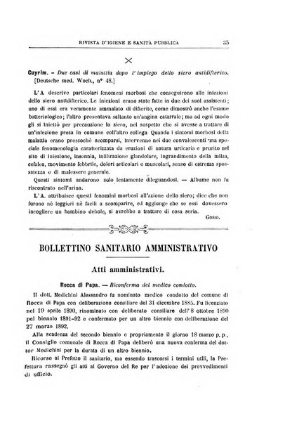 Rivista d'igiene e sanità pubblica con bollettino sanitario-amministrativo compilato sugli atti del Ministero dell'interno