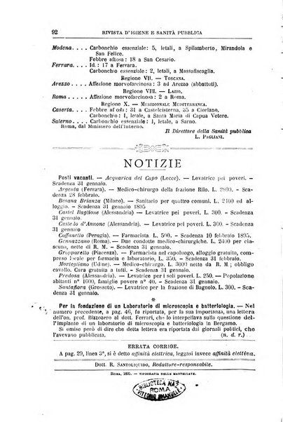 Rivista d'igiene e sanità pubblica con bollettino sanitario-amministrativo compilato sugli atti del Ministero dell'interno