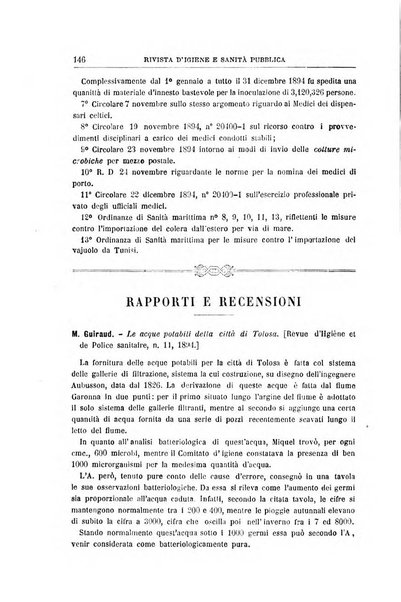 Rivista d'igiene e sanità pubblica con bollettino sanitario-amministrativo compilato sugli atti del Ministero dell'interno