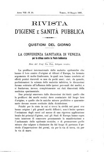 Rivista d'igiene e sanità pubblica con bollettino sanitario-amministrativo compilato sugli atti del Ministero dell'interno