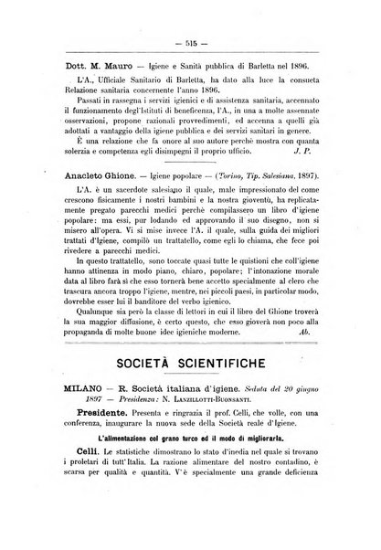 Rivista d'igiene e sanità pubblica con bollettino sanitario-amministrativo compilato sugli atti del Ministero dell'interno