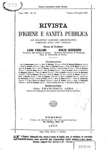 Rivista d'igiene e sanità pubblica con bollettino sanitario-amministrativo compilato sugli atti del Ministero dell'interno