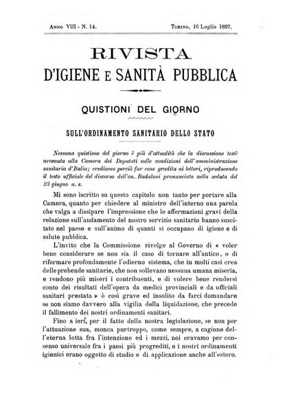 Rivista d'igiene e sanità pubblica con bollettino sanitario-amministrativo compilato sugli atti del Ministero dell'interno