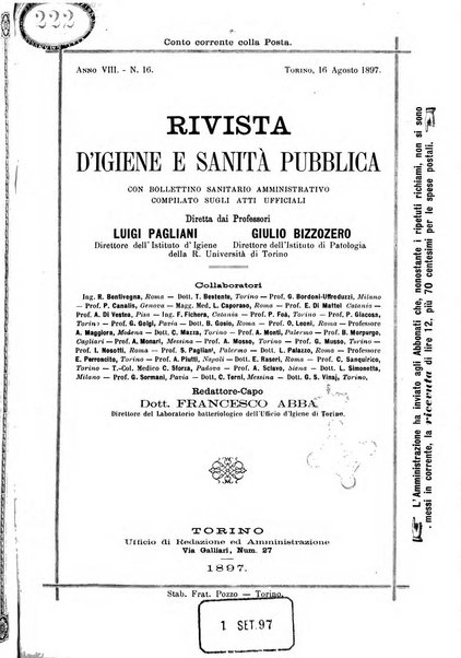 Rivista d'igiene e sanità pubblica con bollettino sanitario-amministrativo compilato sugli atti del Ministero dell'interno