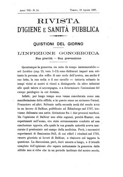 Rivista d'igiene e sanità pubblica con bollettino sanitario-amministrativo compilato sugli atti del Ministero dell'interno