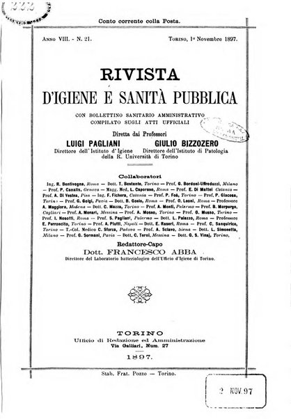 Rivista d'igiene e sanità pubblica con bollettino sanitario-amministrativo compilato sugli atti del Ministero dell'interno