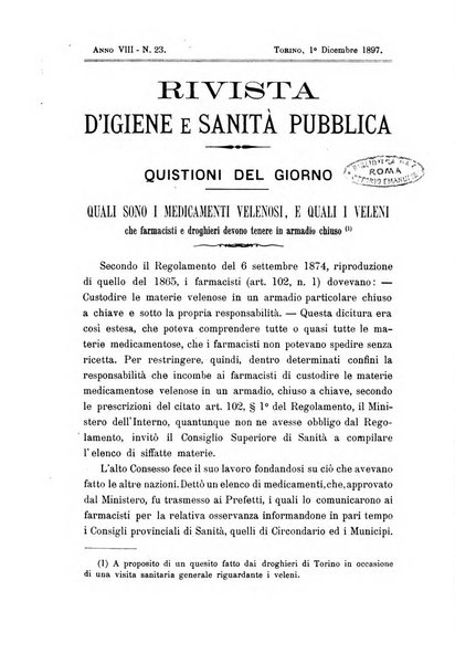 Rivista d'igiene e sanità pubblica con bollettino sanitario-amministrativo compilato sugli atti del Ministero dell'interno