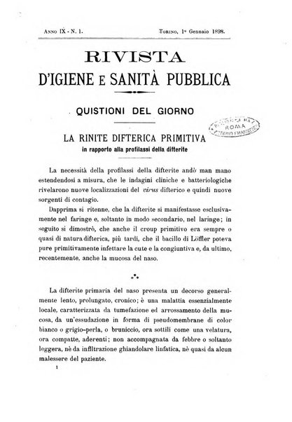 Rivista d'igiene e sanità pubblica con bollettino sanitario-amministrativo compilato sugli atti del Ministero dell'interno