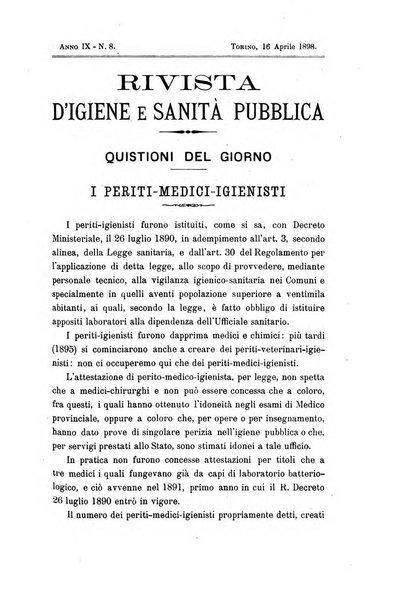 Rivista d'igiene e sanità pubblica con bollettino sanitario-amministrativo compilato sugli atti del Ministero dell'interno