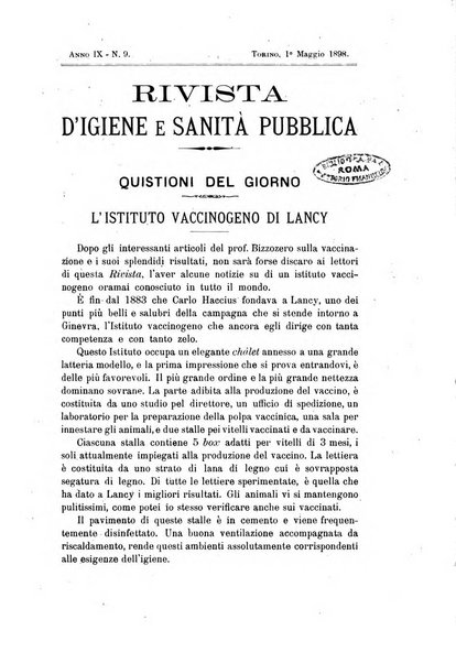 Rivista d'igiene e sanità pubblica con bollettino sanitario-amministrativo compilato sugli atti del Ministero dell'interno