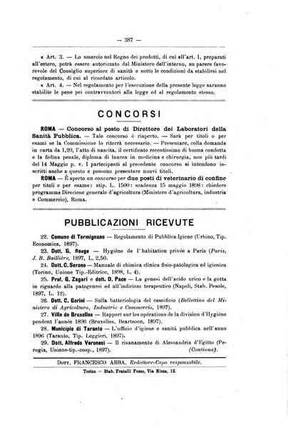 Rivista d'igiene e sanità pubblica con bollettino sanitario-amministrativo compilato sugli atti del Ministero dell'interno