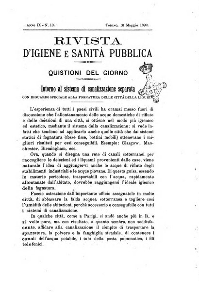 Rivista d'igiene e sanità pubblica con bollettino sanitario-amministrativo compilato sugli atti del Ministero dell'interno