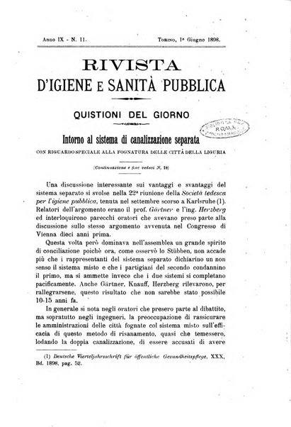 Rivista d'igiene e sanità pubblica con bollettino sanitario-amministrativo compilato sugli atti del Ministero dell'interno