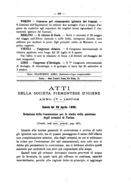 Rivista d'igiene e sanità pubblica con bollettino sanitario-amministrativo compilato sugli atti del Ministero dell'interno