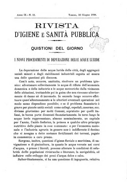 Rivista d'igiene e sanità pubblica con bollettino sanitario-amministrativo compilato sugli atti del Ministero dell'interno