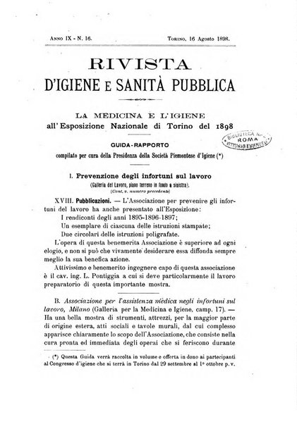 Rivista d'igiene e sanità pubblica con bollettino sanitario-amministrativo compilato sugli atti del Ministero dell'interno