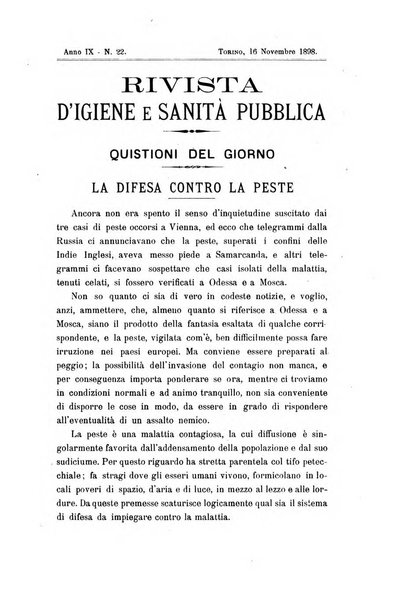 Rivista d'igiene e sanità pubblica con bollettino sanitario-amministrativo compilato sugli atti del Ministero dell'interno