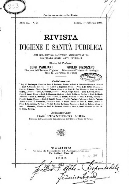 Rivista d'igiene e sanità pubblica con bollettino sanitario-amministrativo compilato sugli atti del Ministero dell'interno