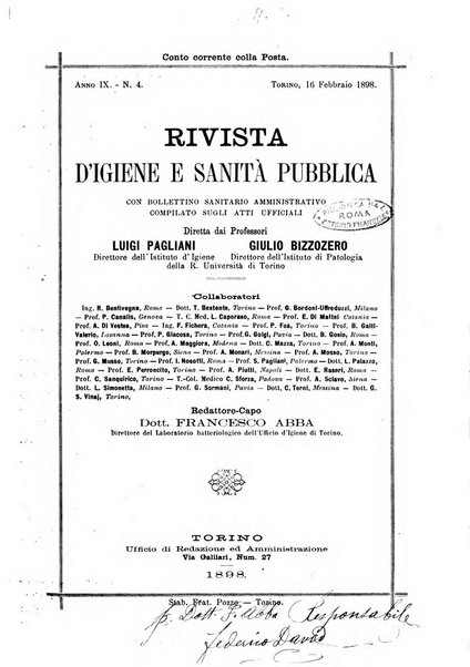 Rivista d'igiene e sanità pubblica con bollettino sanitario-amministrativo compilato sugli atti del Ministero dell'interno