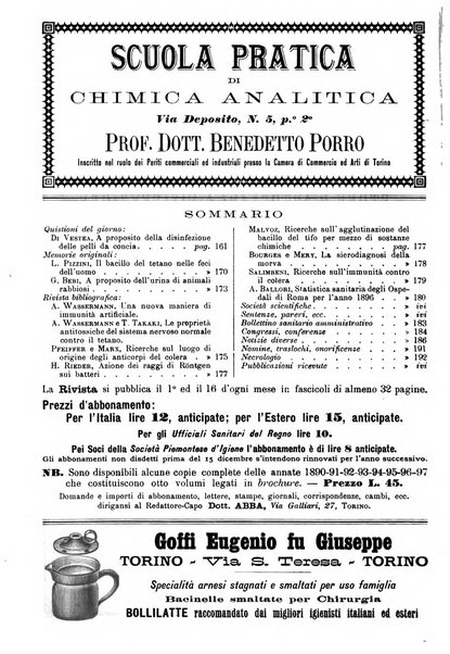 Rivista d'igiene e sanità pubblica con bollettino sanitario-amministrativo compilato sugli atti del Ministero dell'interno