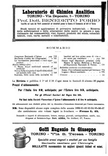 Rivista d'igiene e sanità pubblica con bollettino sanitario-amministrativo compilato sugli atti del Ministero dell'interno