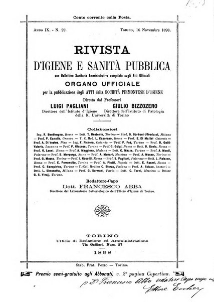 Rivista d'igiene e sanità pubblica con bollettino sanitario-amministrativo compilato sugli atti del Ministero dell'interno