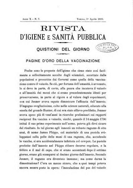 Rivista d'igiene e sanità pubblica con bollettino sanitario-amministrativo compilato sugli atti del Ministero dell'interno