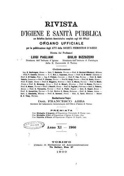 Rivista d'igiene e sanità pubblica con bollettino sanitario-amministrativo compilato sugli atti del Ministero dell'interno