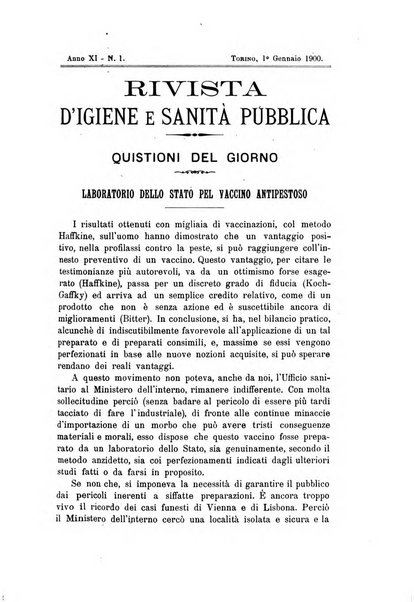 Rivista d'igiene e sanità pubblica con bollettino sanitario-amministrativo compilato sugli atti del Ministero dell'interno