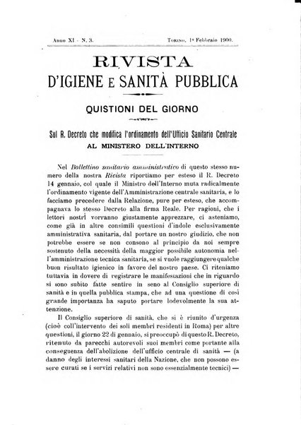 Rivista d'igiene e sanità pubblica con bollettino sanitario-amministrativo compilato sugli atti del Ministero dell'interno