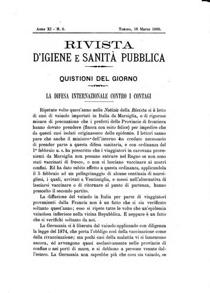 Rivista d'igiene e sanità pubblica con bollettino sanitario-amministrativo compilato sugli atti del Ministero dell'interno