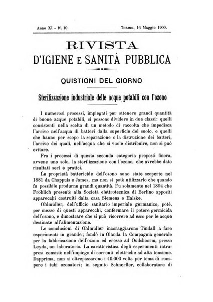 Rivista d'igiene e sanità pubblica con bollettino sanitario-amministrativo compilato sugli atti del Ministero dell'interno