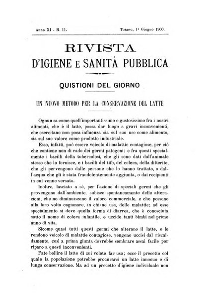 Rivista d'igiene e sanità pubblica con bollettino sanitario-amministrativo compilato sugli atti del Ministero dell'interno