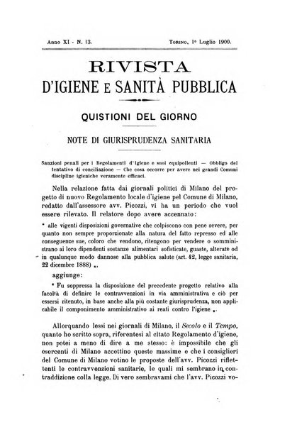 Rivista d'igiene e sanità pubblica con bollettino sanitario-amministrativo compilato sugli atti del Ministero dell'interno