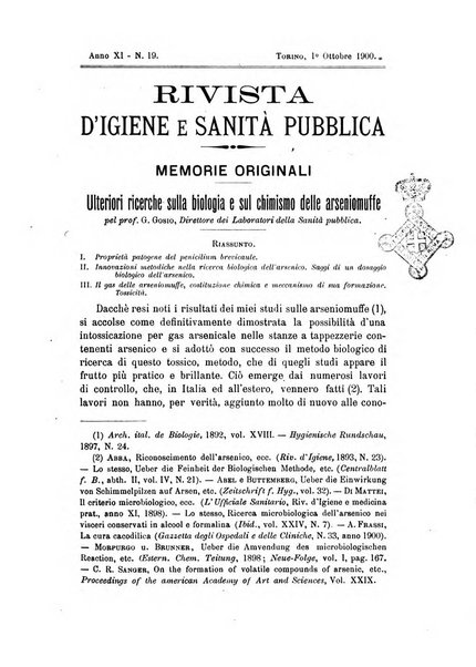 Rivista d'igiene e sanità pubblica con bollettino sanitario-amministrativo compilato sugli atti del Ministero dell'interno