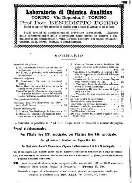 Rivista d'igiene e sanità pubblica con bollettino sanitario-amministrativo compilato sugli atti del Ministero dell'interno