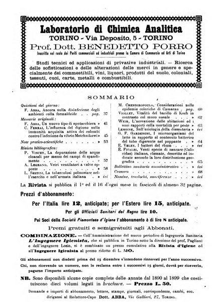 Rivista d'igiene e sanità pubblica con bollettino sanitario-amministrativo compilato sugli atti del Ministero dell'interno