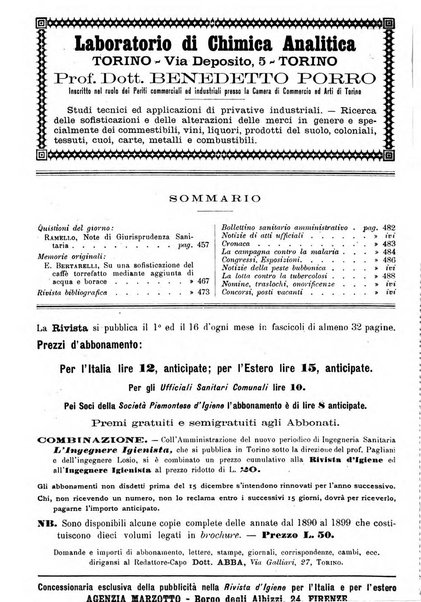 Rivista d'igiene e sanità pubblica con bollettino sanitario-amministrativo compilato sugli atti del Ministero dell'interno