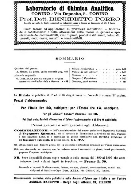 Rivista d'igiene e sanità pubblica con bollettino sanitario-amministrativo compilato sugli atti del Ministero dell'interno