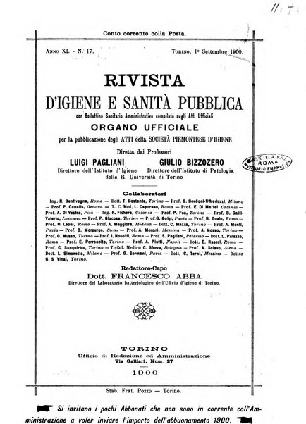 Rivista d'igiene e sanità pubblica con bollettino sanitario-amministrativo compilato sugli atti del Ministero dell'interno