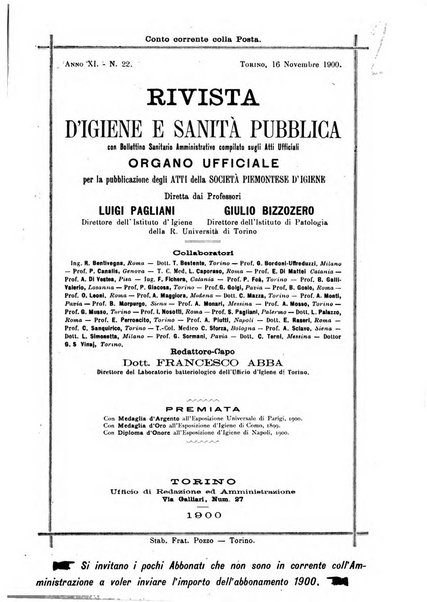 Rivista d'igiene e sanità pubblica con bollettino sanitario-amministrativo compilato sugli atti del Ministero dell'interno