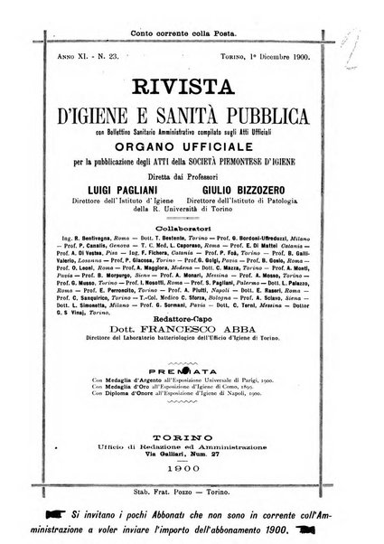 Rivista d'igiene e sanità pubblica con bollettino sanitario-amministrativo compilato sugli atti del Ministero dell'interno