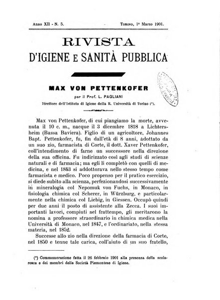 Rivista d'igiene e sanità pubblica con bollettino sanitario-amministrativo compilato sugli atti del Ministero dell'interno