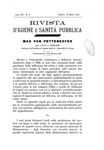 Rivista d'igiene e sanità pubblica con bollettino sanitario-amministrativo compilato sugli atti del Ministero dell'interno