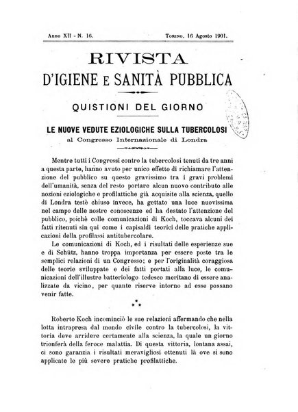 Rivista d'igiene e sanità pubblica con bollettino sanitario-amministrativo compilato sugli atti del Ministero dell'interno