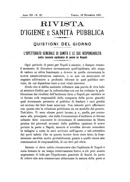 Rivista d'igiene e sanità pubblica con bollettino sanitario-amministrativo compilato sugli atti del Ministero dell'interno