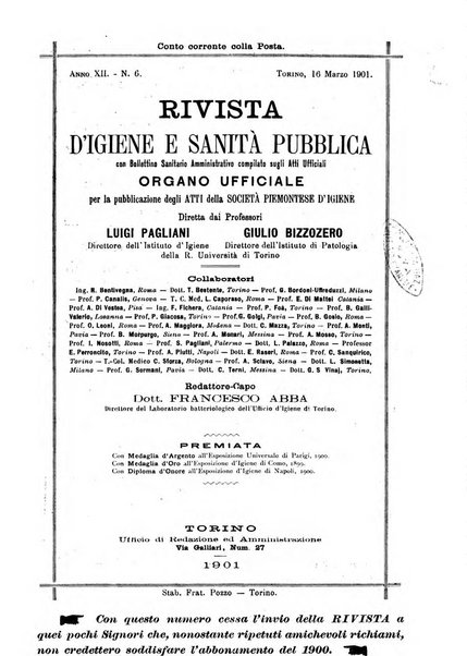 Rivista d'igiene e sanità pubblica con bollettino sanitario-amministrativo compilato sugli atti del Ministero dell'interno