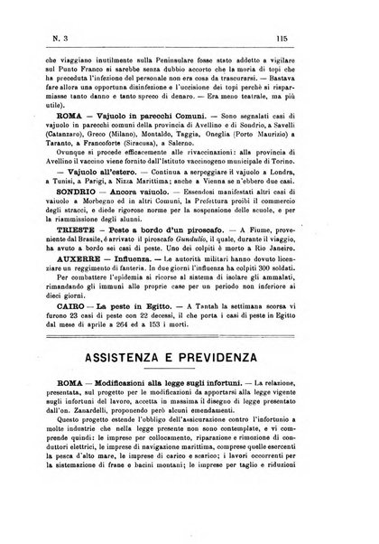 Rivista d'igiene e sanità pubblica con bollettino sanitario-amministrativo compilato sugli atti del Ministero dell'interno